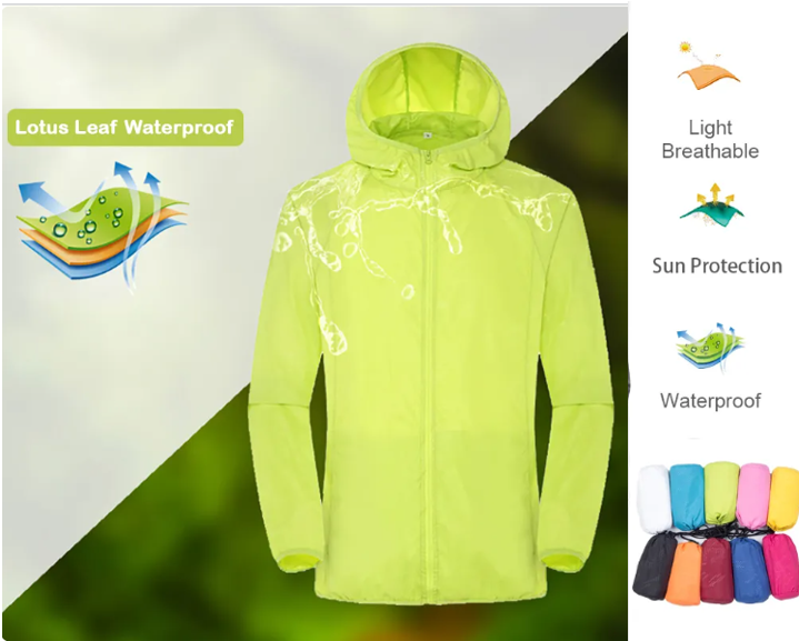 Camping Rain Jacket Men Women Waterproof Sun Protection Clothing